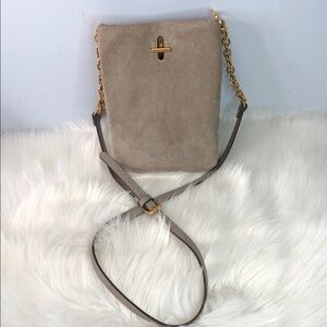 Thacker Pippa Tan Suede Crossbody Bag